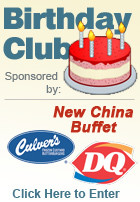 Birthday Club - Sponsored by : New China Buffet, Culvers and DQ